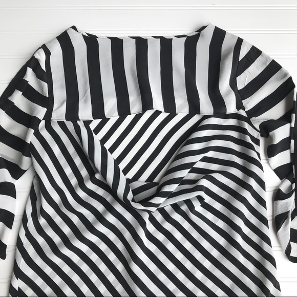 BCBGMAXAZRIA Stripe Blouse, Silk, Cutout Back, M - Picture 5 of 8